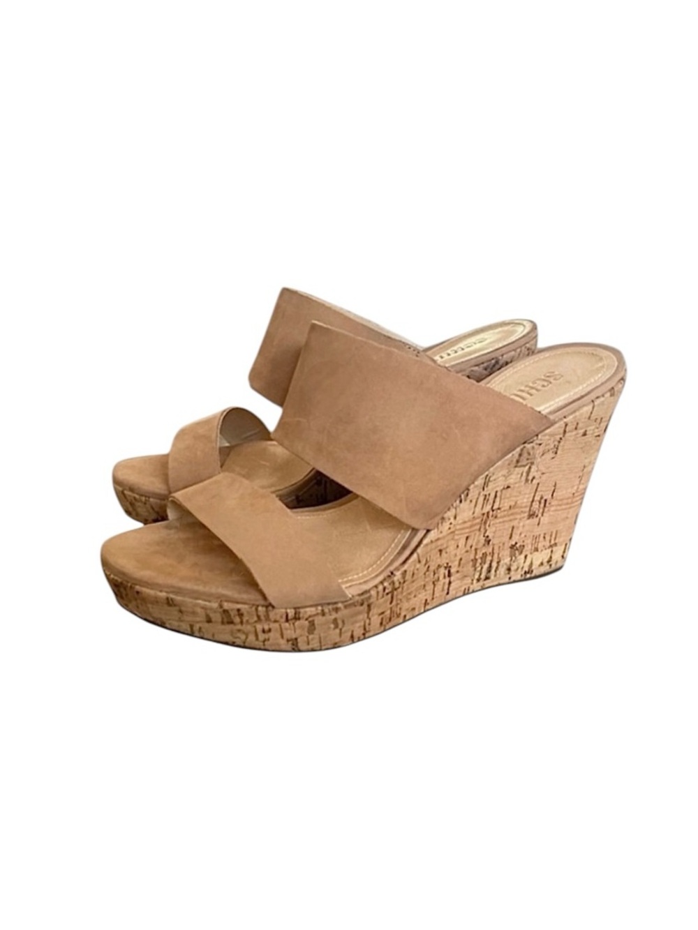Schutz Kai Suede Cork Wedge Mule Sandals Size 10